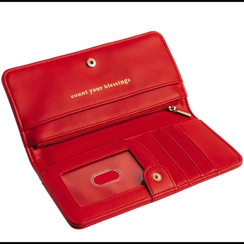 Origami owl red “count your blessings” wallet. EUC…no stains or tears.